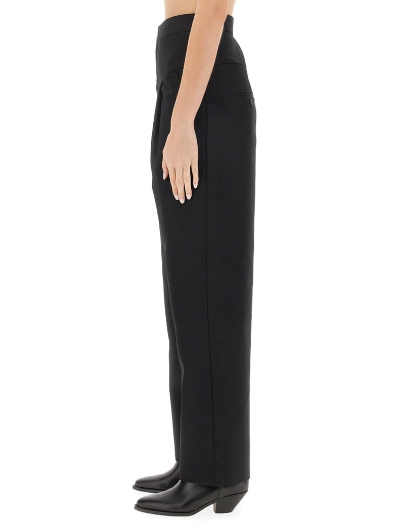 black regular fit wool pants by Selfnex