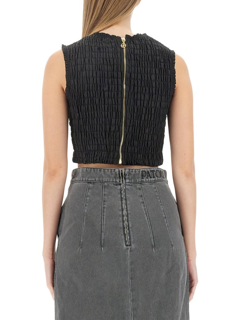 crop top in black polyester by Selfnex
