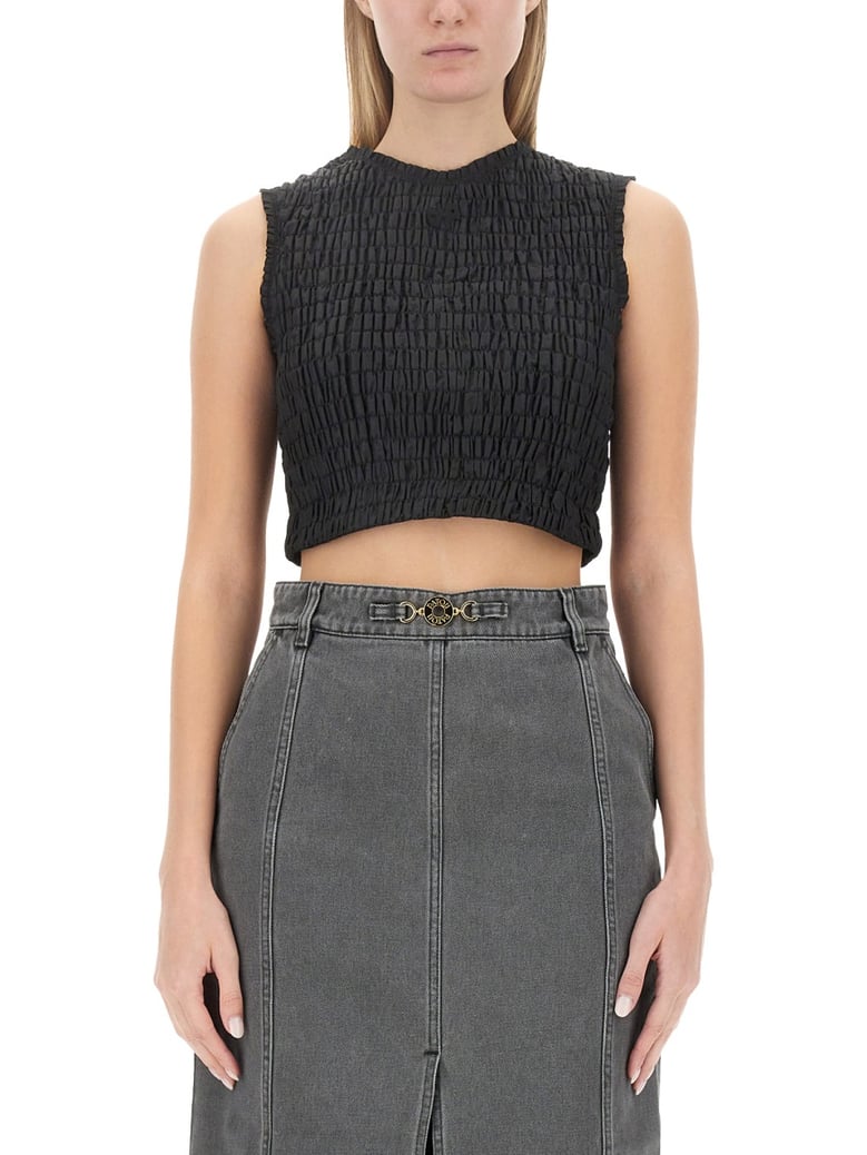 crop top in black polyester by Selfnex