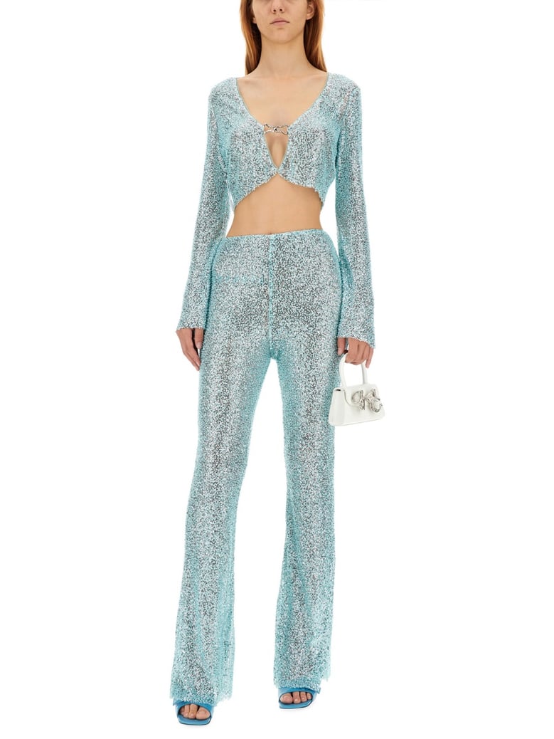beaded slim fit pants by Selfnex