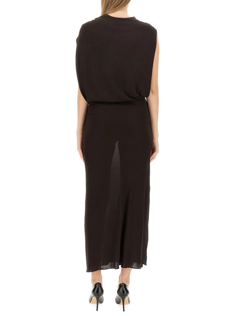 draped brown dress by Selfnex