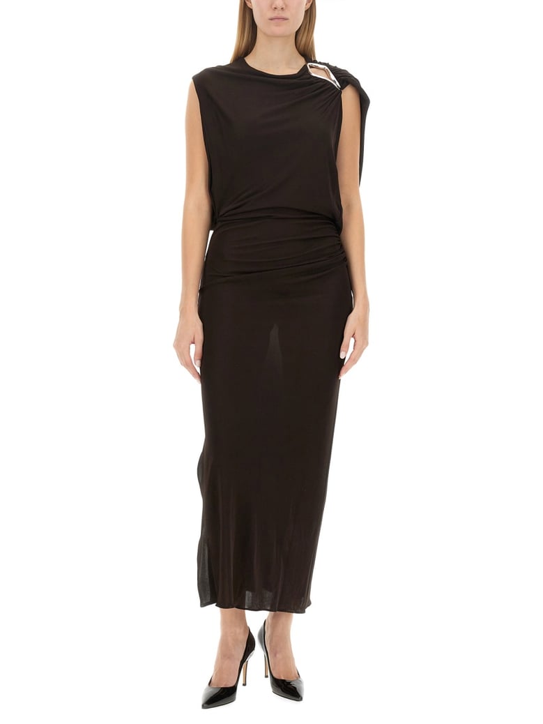 draped brown dress by Selfnex