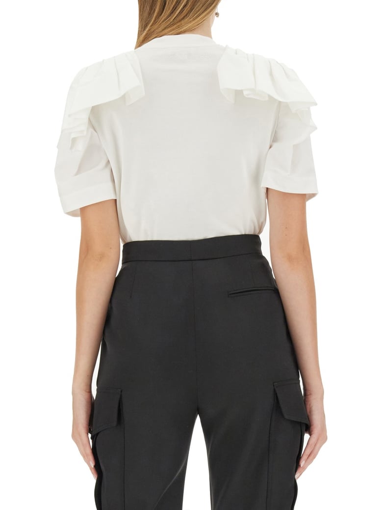 t-shirt with ruffles white by Selfnex