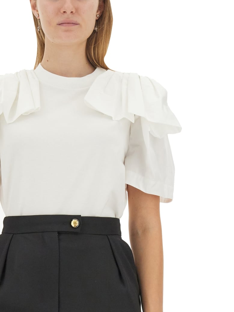 t-shirt with ruffles white by Selfnex