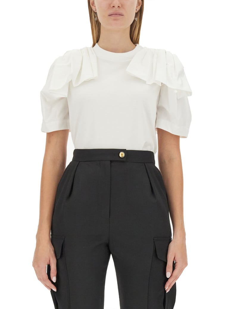 t-shirt with ruffles white by Selfnex