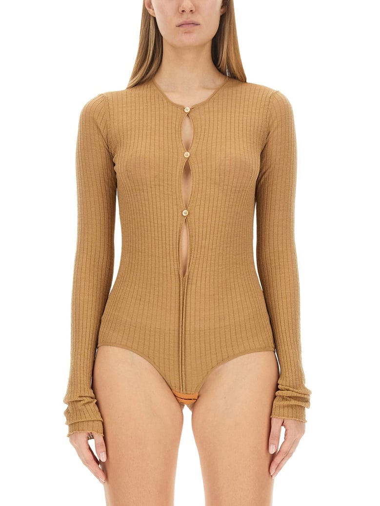 slim fit jumper in beige by Selfnex