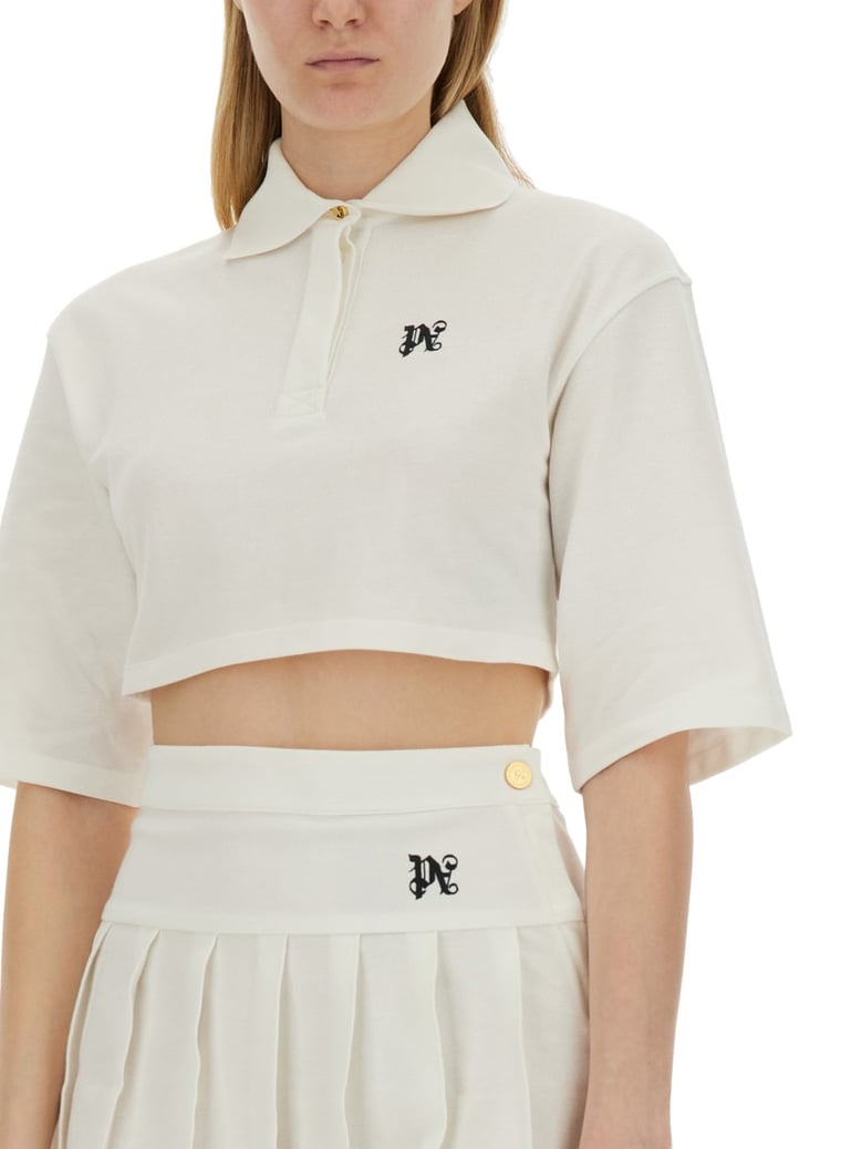 monogram cropped polo shirt by Selfnex