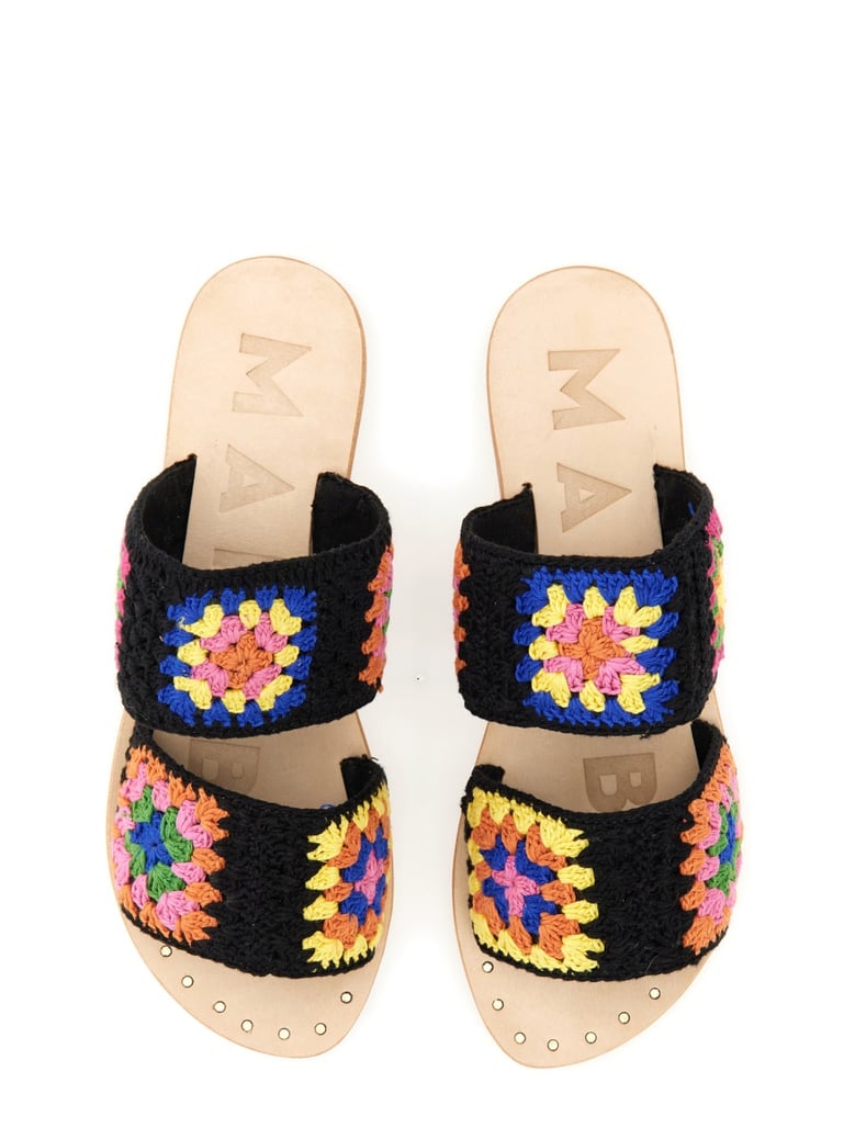 cotton crochet two bands sandals by Selfnex