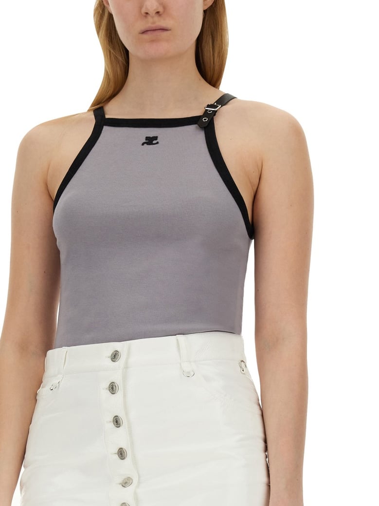logo grey cotton top by Selfnex