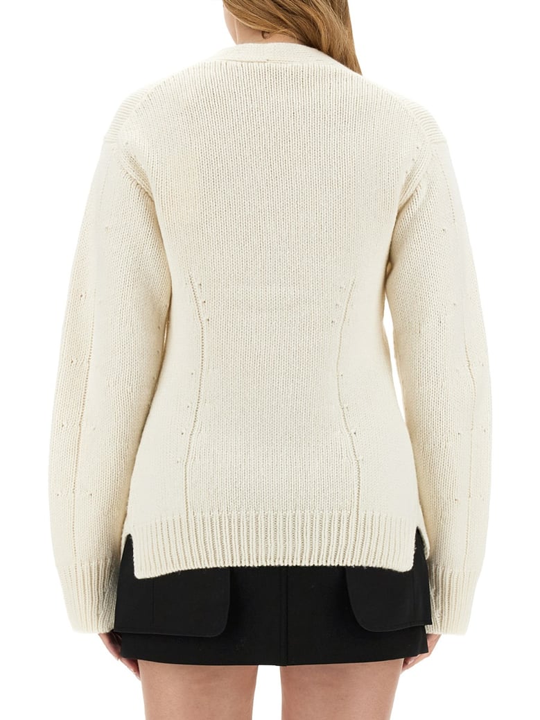 tailored cardigan in ivory by Selfnex