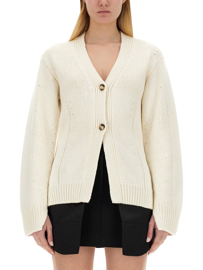 tailored cardigan in ivory by Selfnex