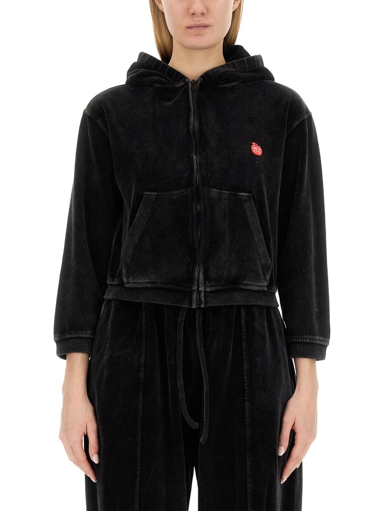 velour sweatshirt in black by Selfnex