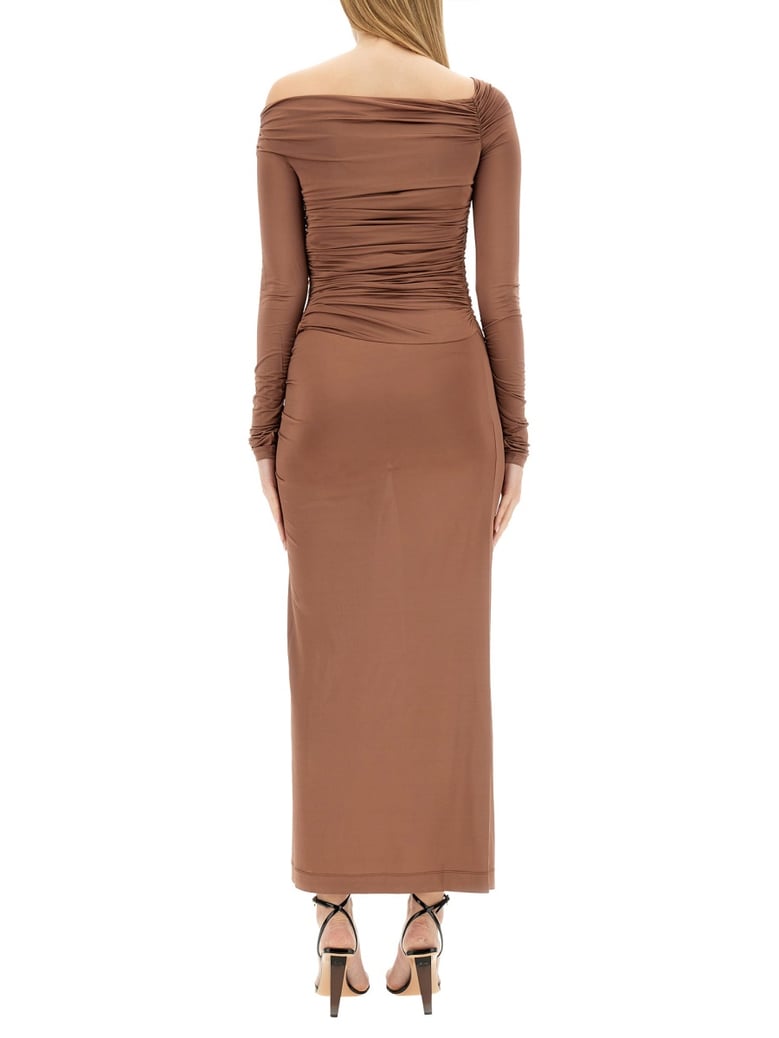 midi dress in beige by Selfnex