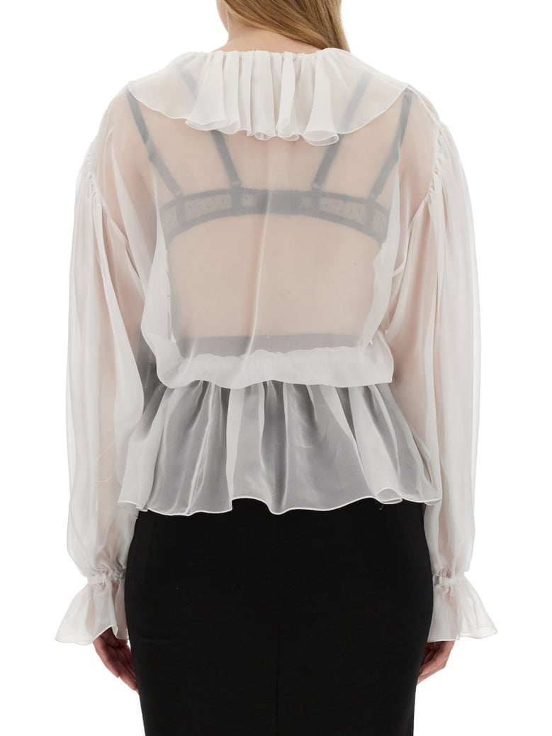 chiffon blouse with ruffles by Selfnex
