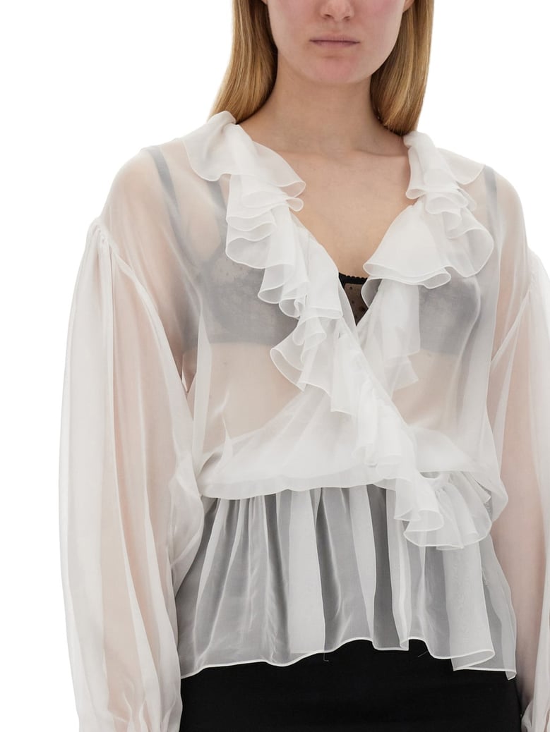 chiffon blouse with ruffles by Selfnex