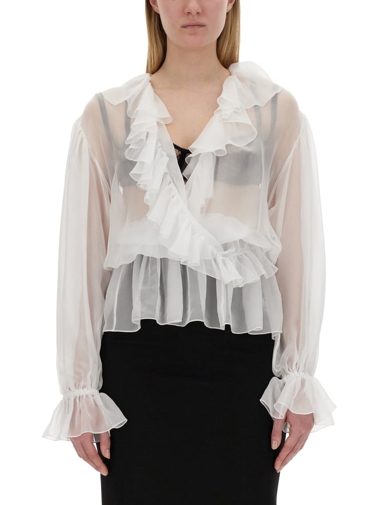 chiffon blouse with ruffles by Selfnex