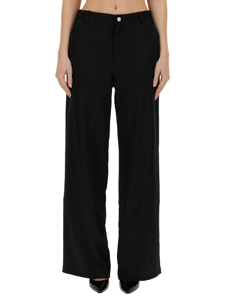 wide leg pants in black by Selfnex