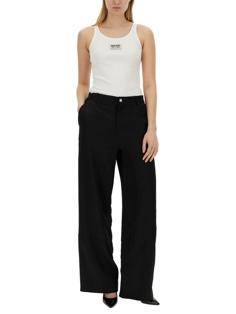 wide leg pants in black by Selfnex