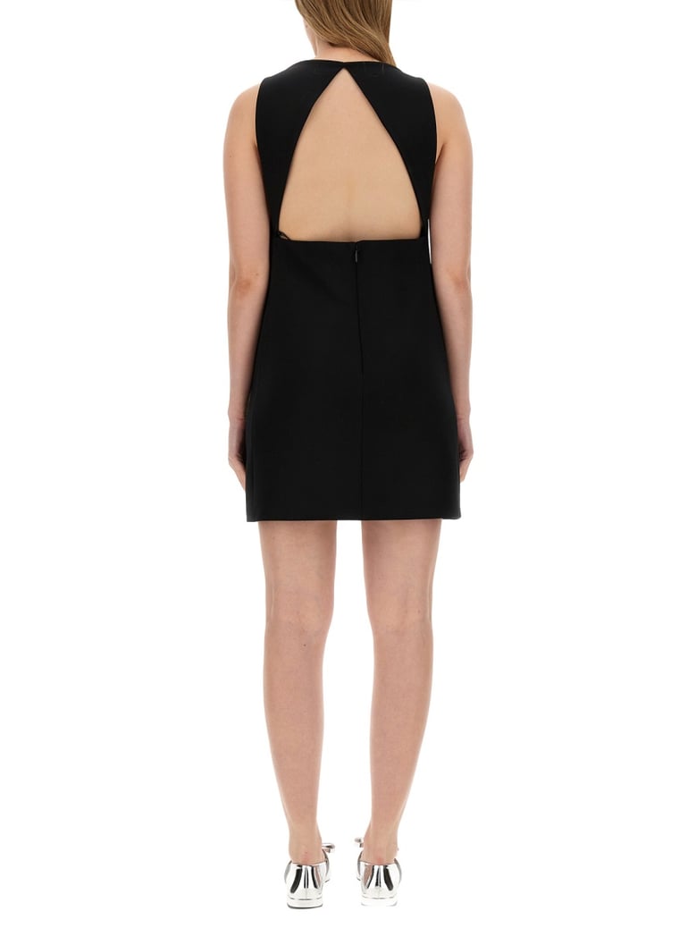 wool blend straight mini dress with cut-out by Selfnex
