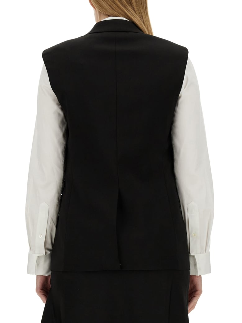 black oversize wool vest by Selfnex