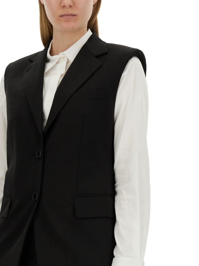 black oversize wool vest by Selfnex