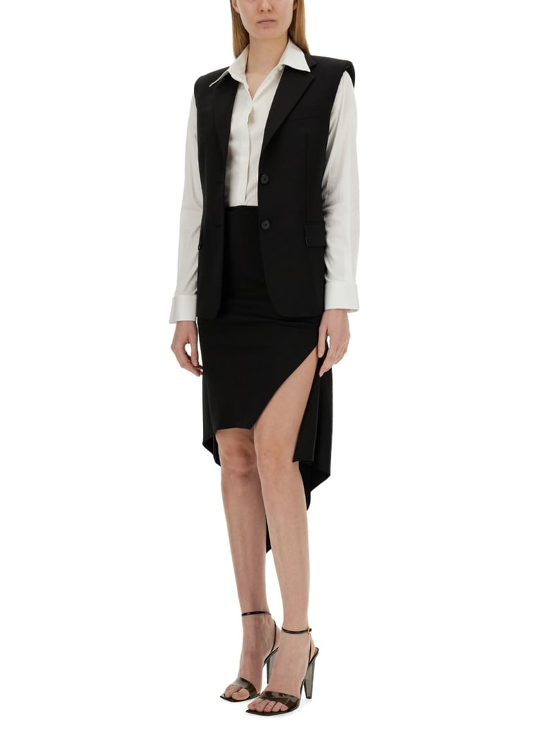 black oversize wool vest by Selfnex