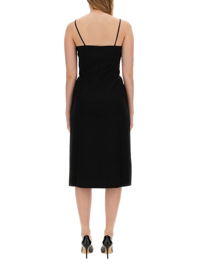 elegant midi dress in black by Selfnex
