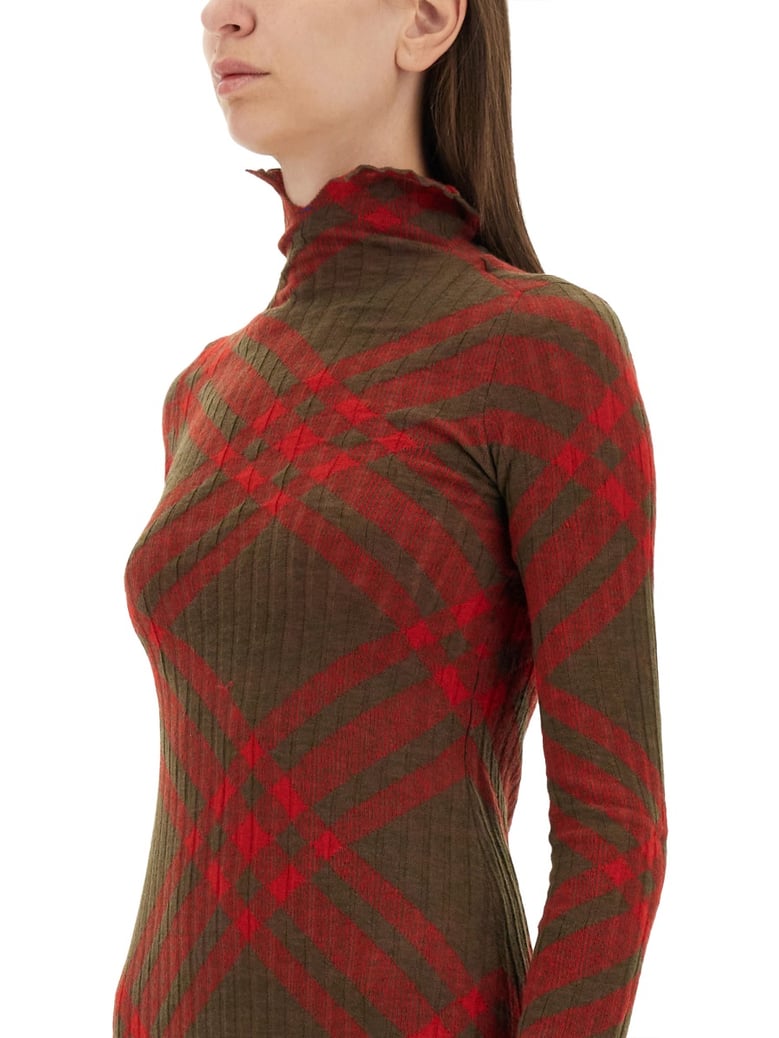 check wool blend dress by Selfnex