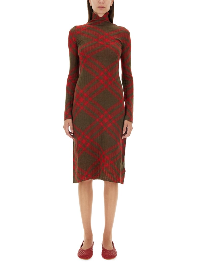 check wool blend dress by Selfnex