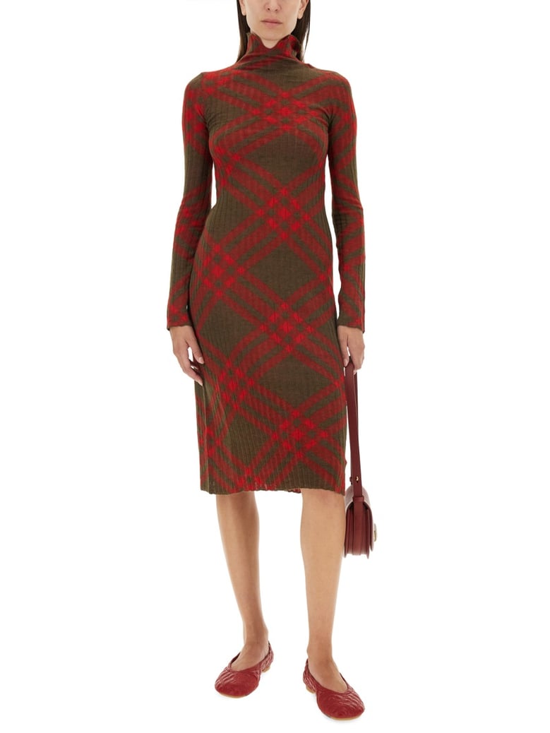 check wool blend dress by Selfnex