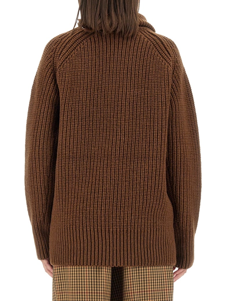 shirt with zip in brown by Selfnex