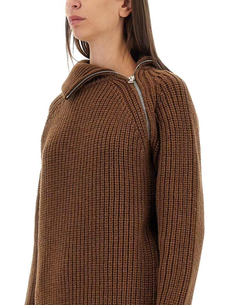 shirt with zip in brown by Selfnex