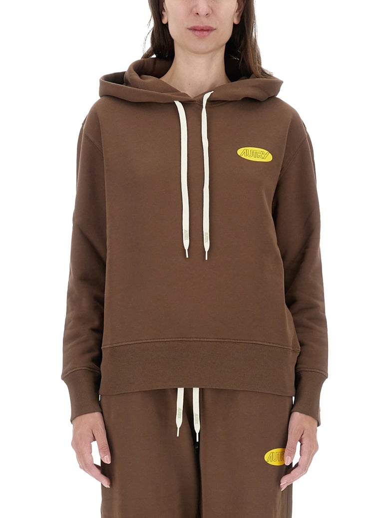 logo sweatshirt in brown by Selfnex