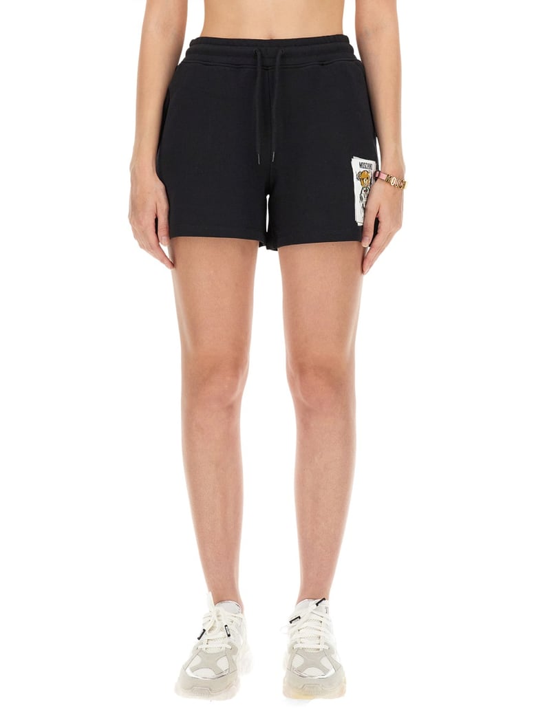 black cotton sweatshirt shorts by Selfnex