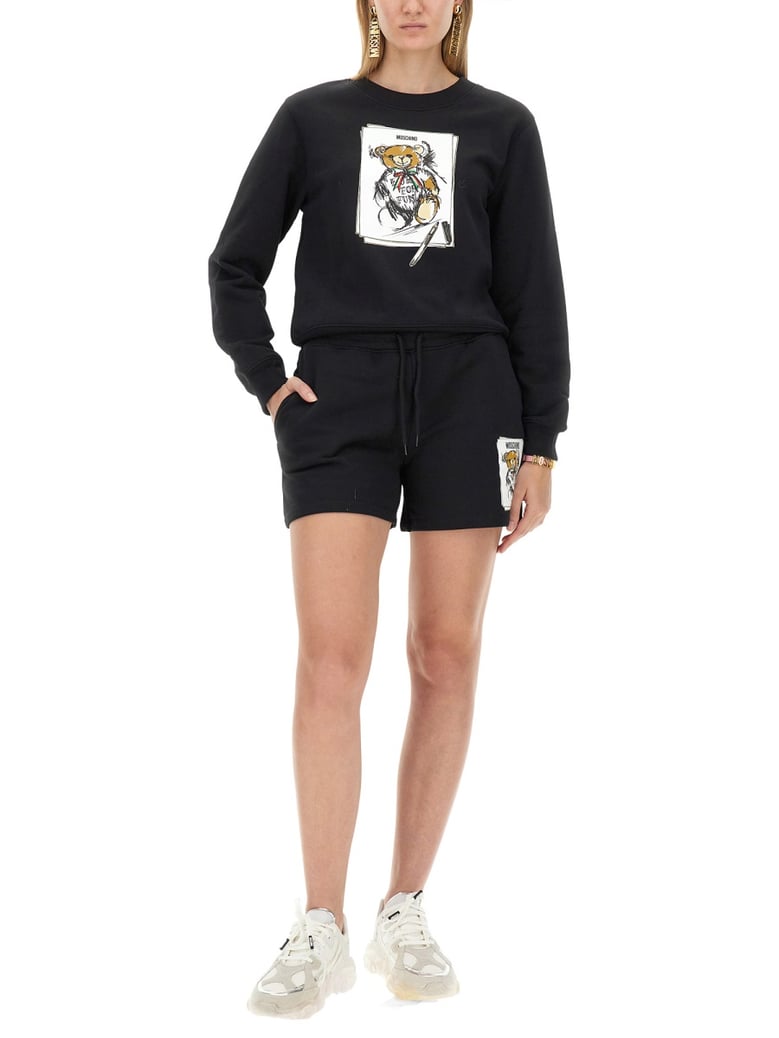 black cotton sweatshirt shorts by Selfnex