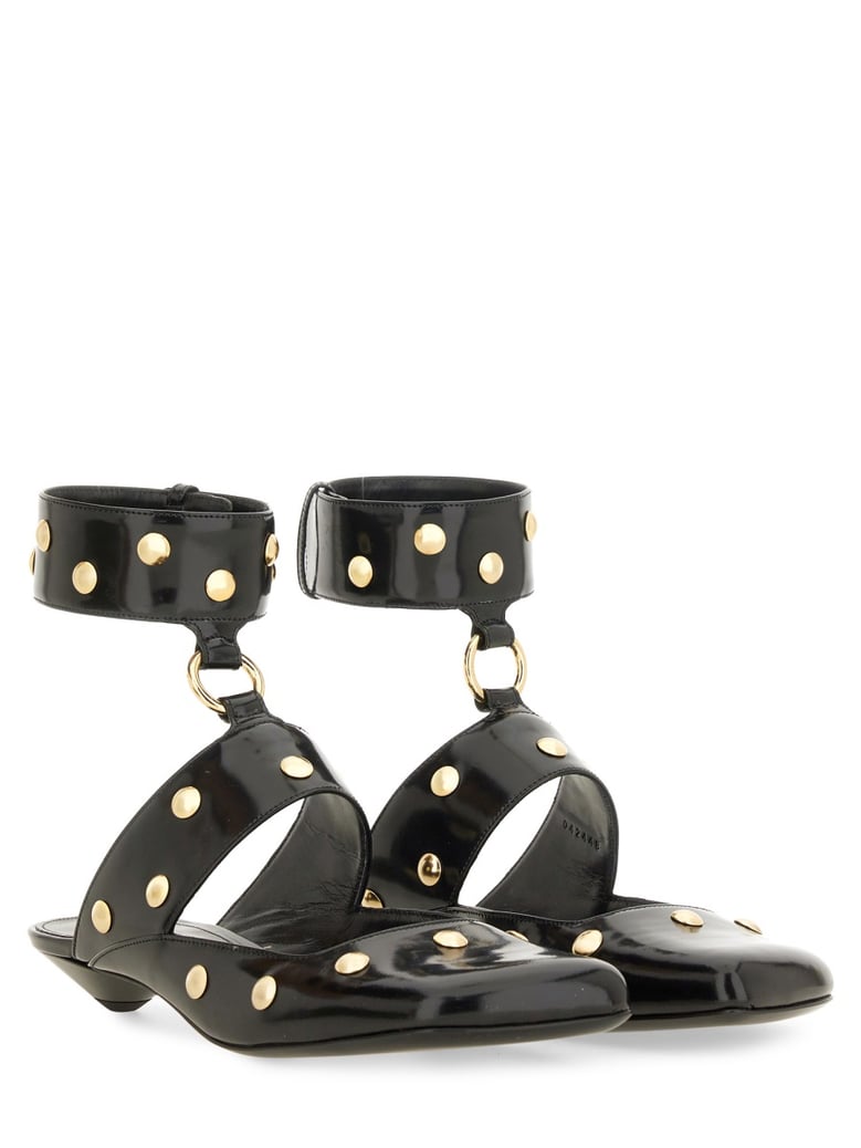 black leather jade sandals by Selfnex