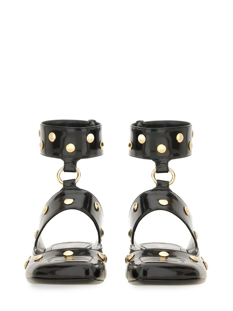 black leather jade sandals by Selfnex