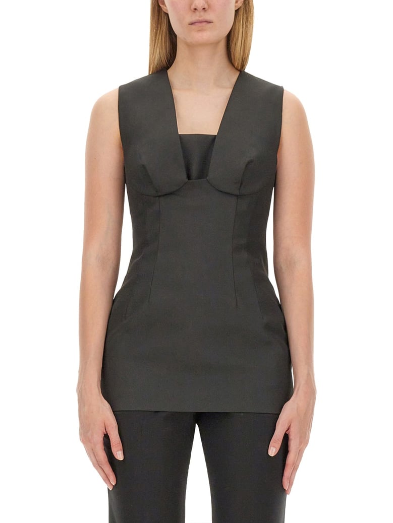 grey polyester top by Selfnex