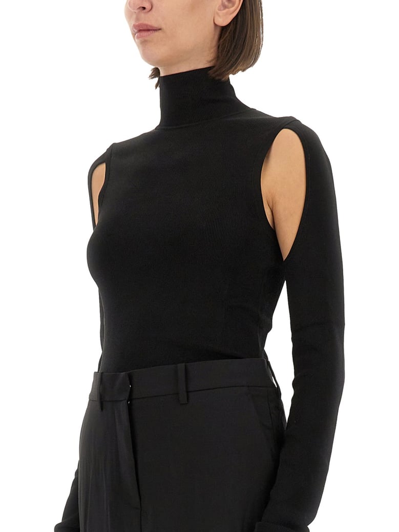 slim fit black top by Selfnex