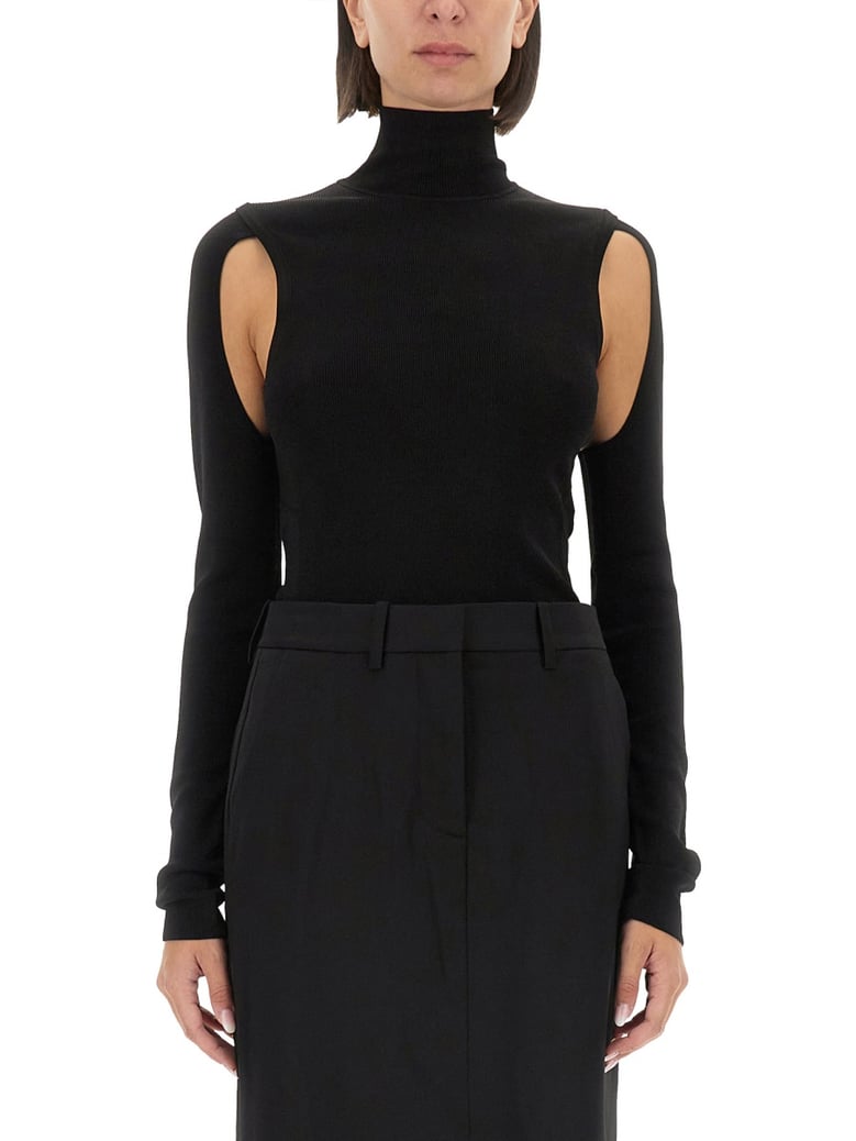 slim fit black top by Selfnex