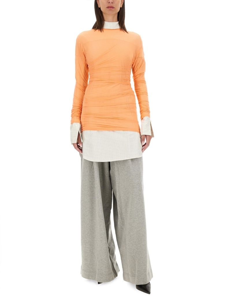 slim fit tulle top in orange by Selfnex