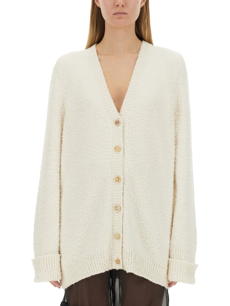 oversized cardigan in white by Selfnex