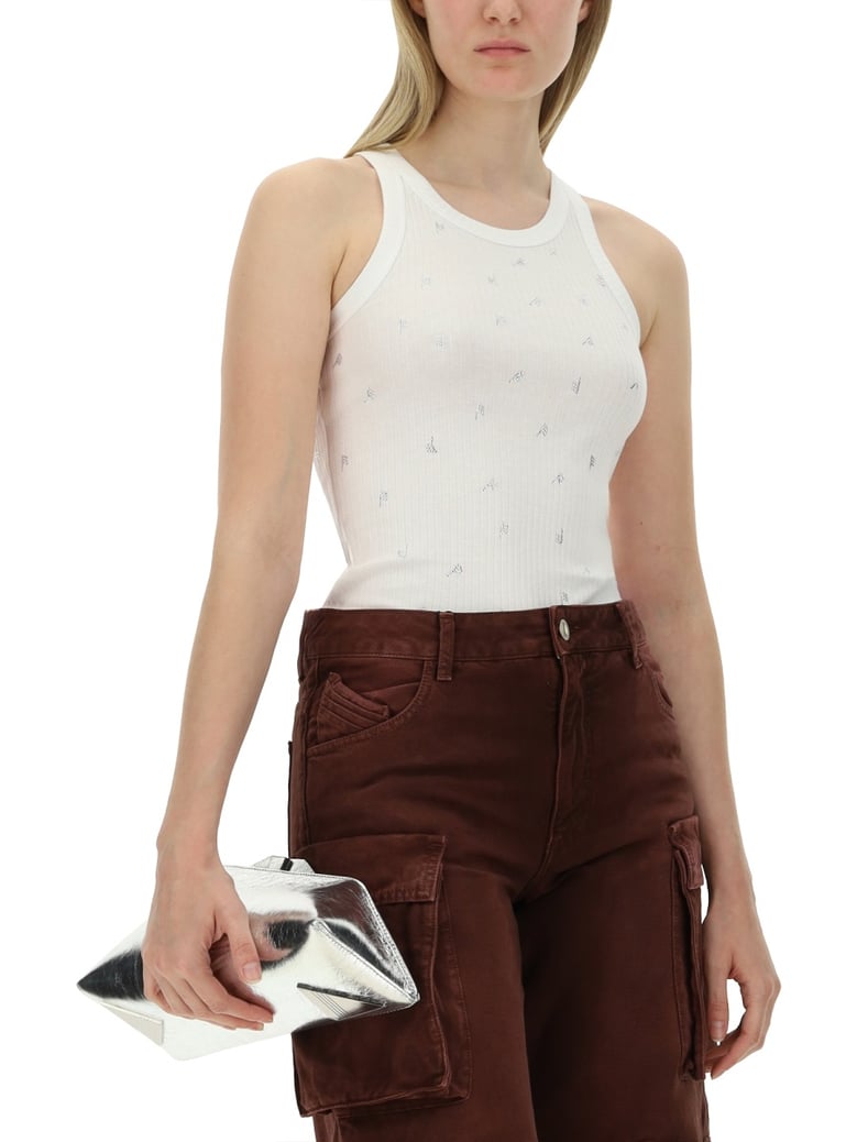 white slim fit top with logo by Selfnex