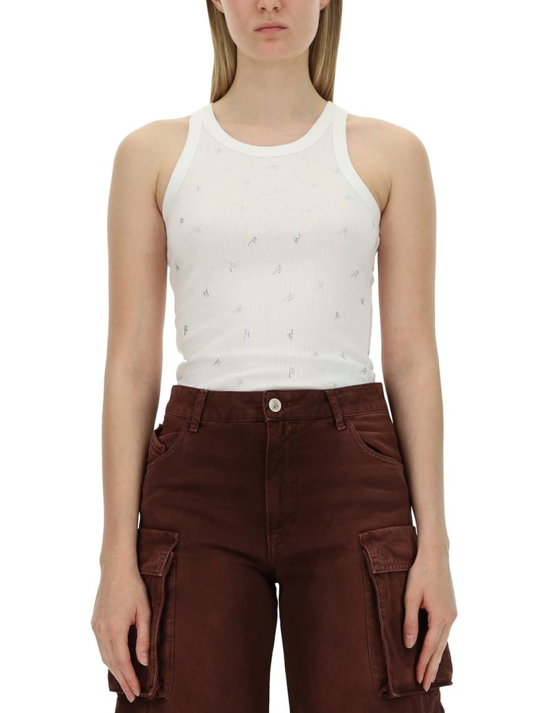 white slim fit top with logo by Selfnex