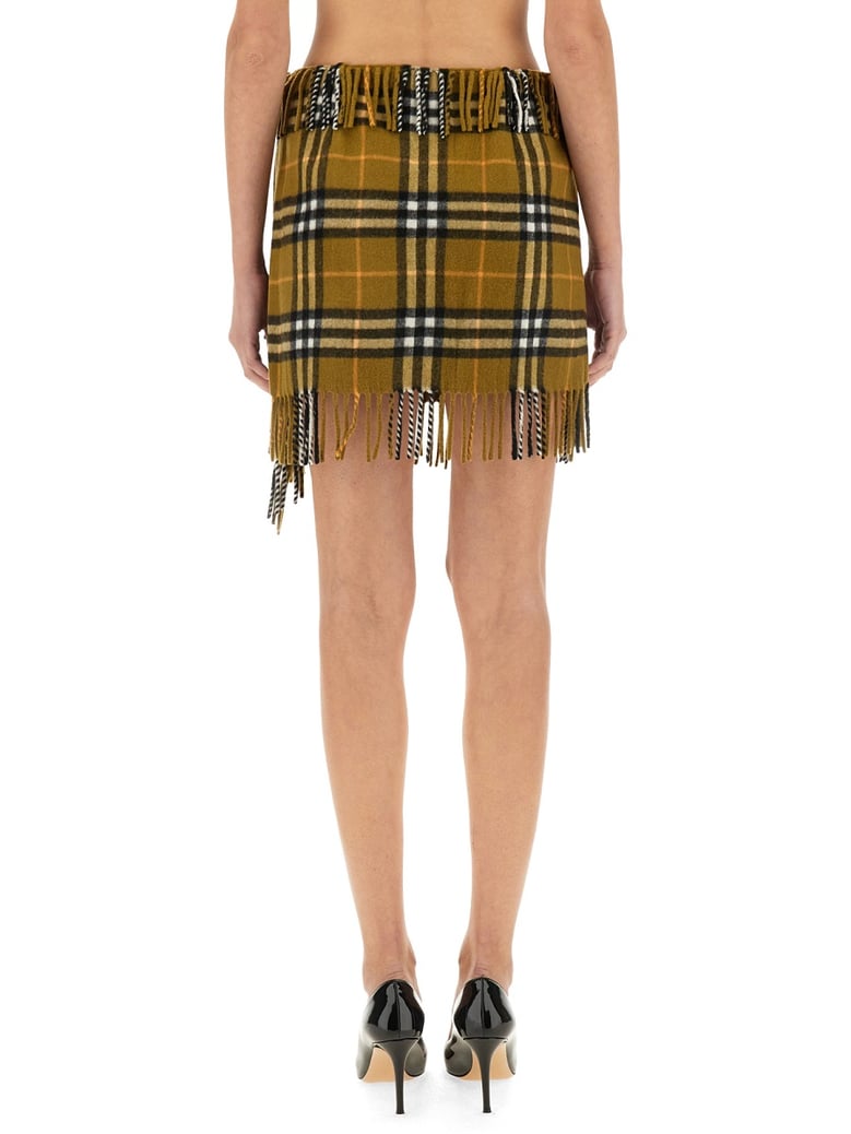 wool and cashmere check scarf style skirt by Selfnex