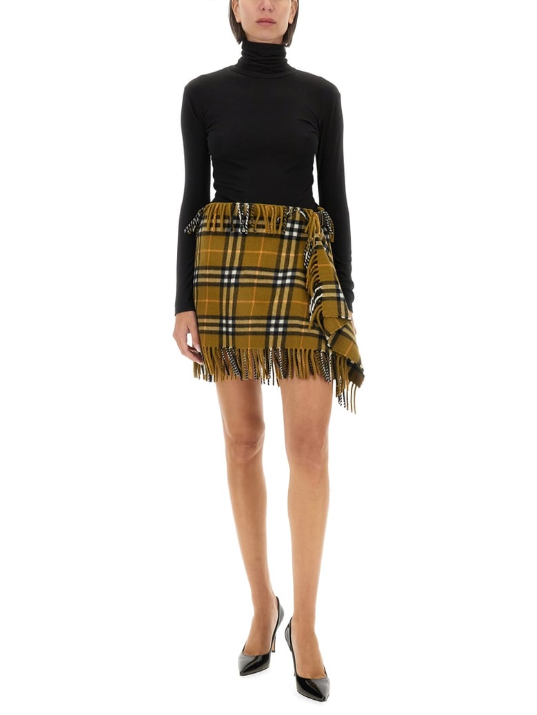 wool and cashmere check scarf style skirt by Selfnex