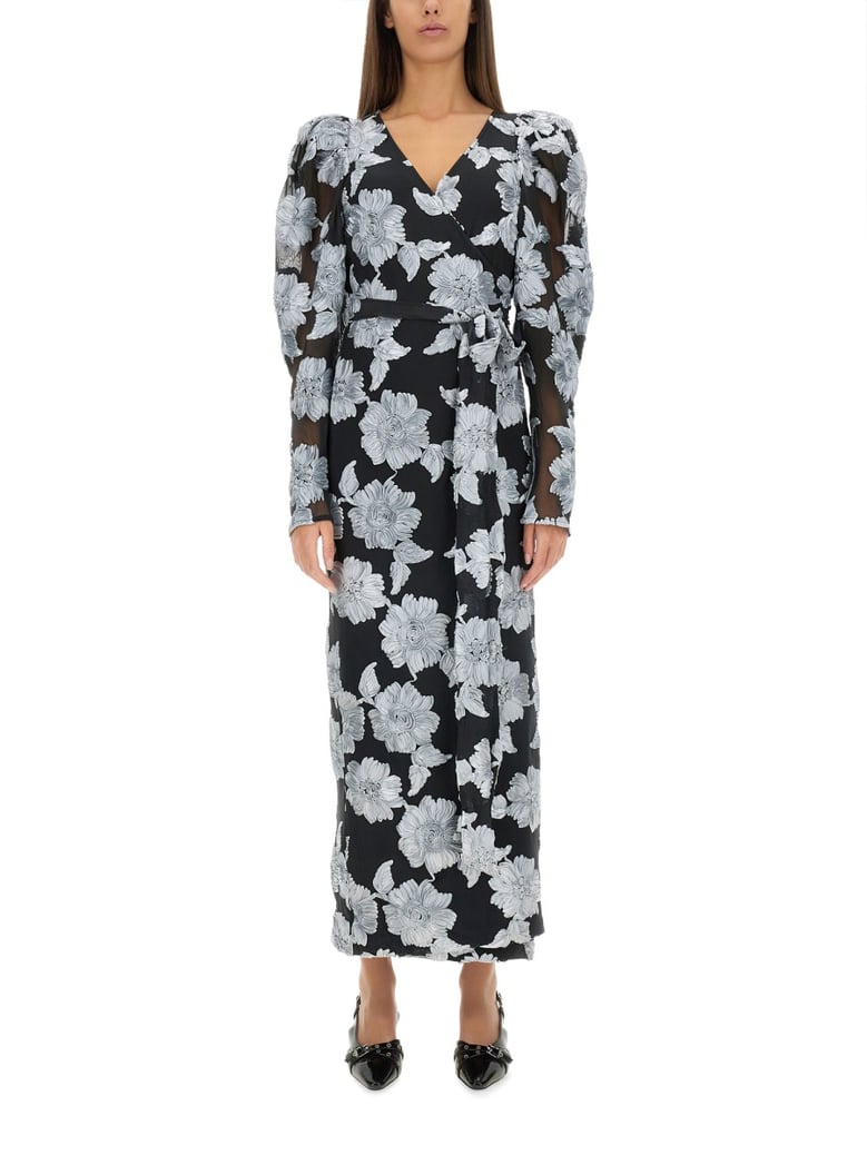 long floral dress in black by Selfnex