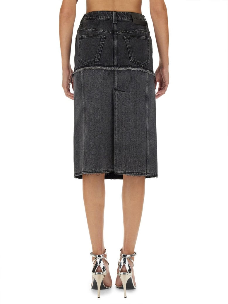 two-tone denim skirt by Selfnex