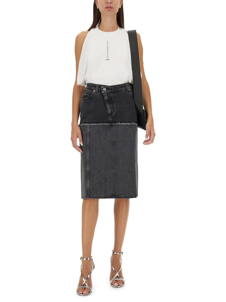 two-tone denim skirt by Selfnex