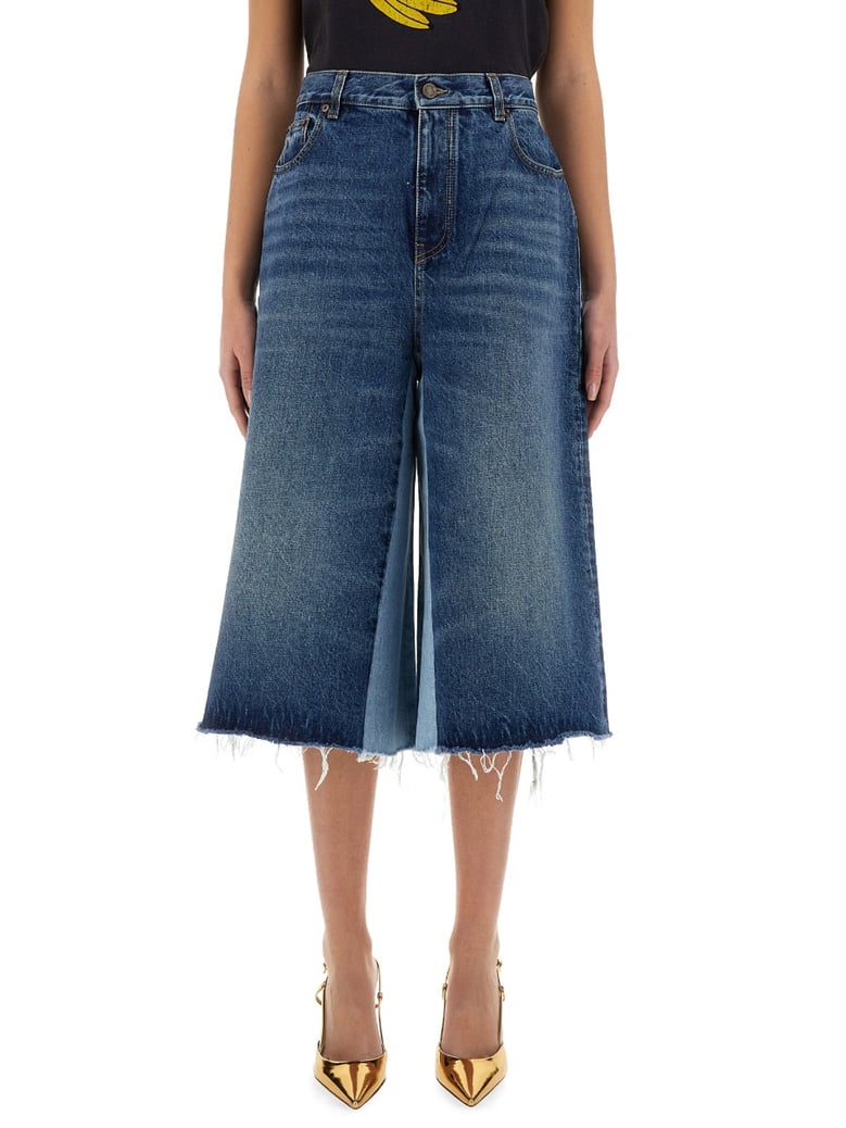 patchwork denim bermuda shorts by Selfnex